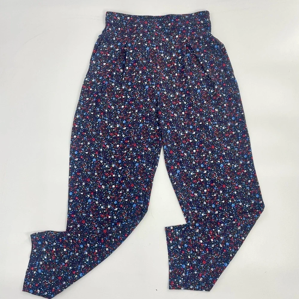 NWT Anthropologie x Stella Nova Olive Pants in Navy Ditzy Blue Floral Print XS - Picture 3 of 14